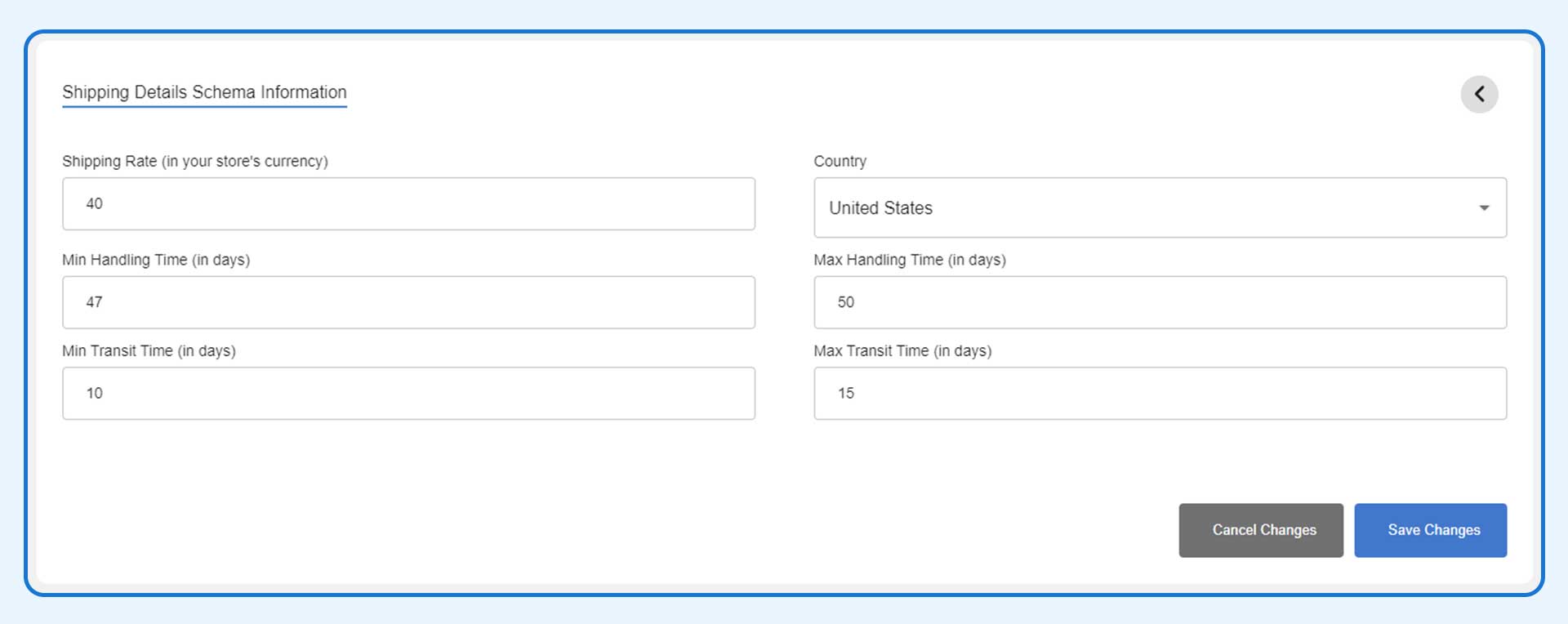 Activating Shipping Details Schema Information feature